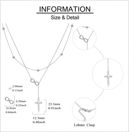 Vista 5 de MONGAS Lariat - Collar en capas de plata de ley 925 en forma de Y, gargantilla en capas, regalos de joyería de Navidad para mujer