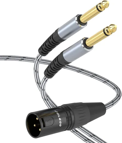 Vista 9 de JOLGOO Cable adaptador TRS a XLR macho de 1/4 de pulgada, enchufe TRS equilibrado de 0.250 in a macho XLR de 3 pines, cable de micrófono TRS macho