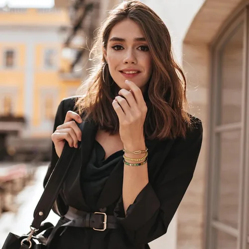 Vista 7 de Long tiantian Pulseras de oro en capas para mujer, estilo bohemio, múltiples, ajustables, abiertas, apilables, diamantes de imitación, hojas