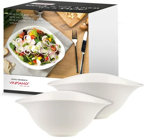 Vista 8 de Villeroy & Boch Dune VAPIANO - Cuenco para pasta, 2 piezas, porcelana premium, color blanco
