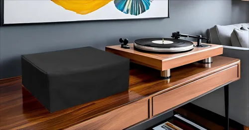 Vista 3 de Cubierta antipolvo para tocadiscos, adecuada para la mayoría de los modelos de tocadiscos Negro