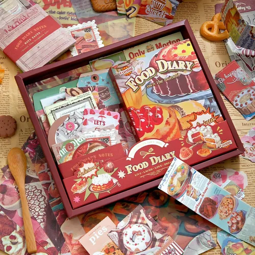 Vista 5 de Draupnir Kit de álbum de recortes estético vintage, kit de diario basura con suministros de diario/álbum de recortes, papelería, cuaderno