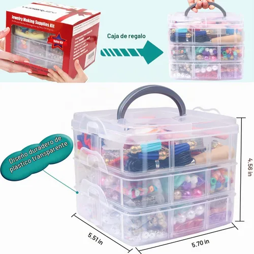 Vista 5 de YUGDRUZY Kit de suministros para hacer joyas, 2831 piezas, kit de fabricación de pulseras, herramienta de reparación con alicates de joyería 2-Plata