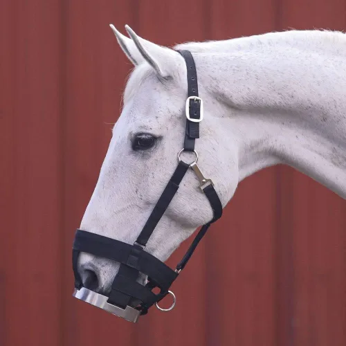 Vista 2 de Dura-Tech Breathe Rite - Bozal de pastoreo con cabestro separador para caballos, tamaño mazorca, ayuda para controlar el peso del caballo, mejora