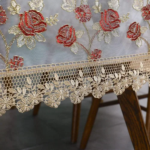 Vista 3 de IsolaY Mantel de encaje bordado para el hogar, boda, banquete, fiesta, manteles, muebles, mantel para el hogar, café, rectangular, 59.1 x 118.1 in