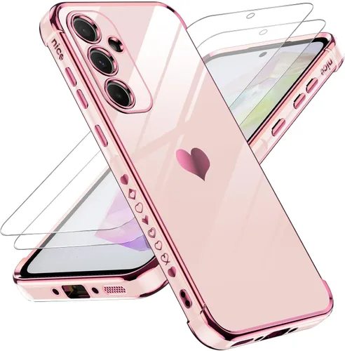 Vista 37 de LeYi Funda para Motorola-G 2025: Love Heart Plating Luxury, Negro