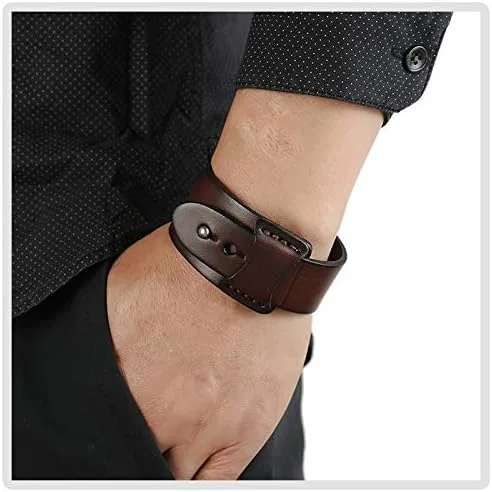 Vista 6 de Pulsera de cuero ancha con hebilla de aleación punk