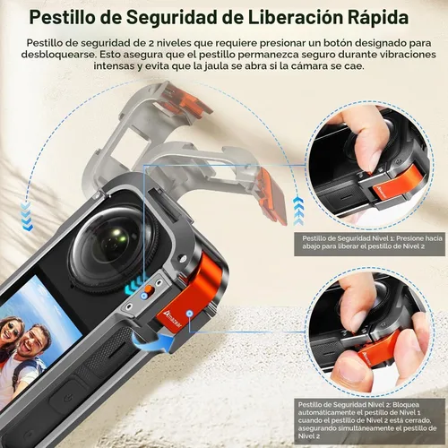 Vista 2 de Amazear - Funda protectora de metal para accesorios Insta360 X4, marco utilitario multifunción Insta 360 X4 de liberación rápida, construcción más