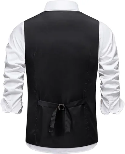 Vista 3 de Chaleco de traje para hombre con cuello en V y botones Coffee
