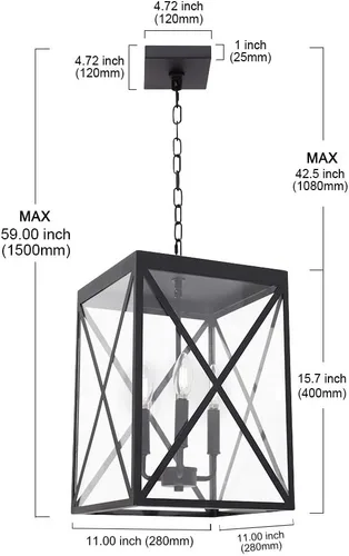 Vista 7 de MELUCEE Lámpara de araña de 3 luces para exteriores, lámpara colgante