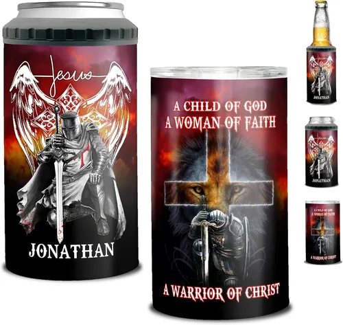 Vista 13 de Enfriador de latas personalizado del ejército de Estados Unidos con nombre personalizado, latas militares 4 en 1, vasos con aislamiento de 16 onzas