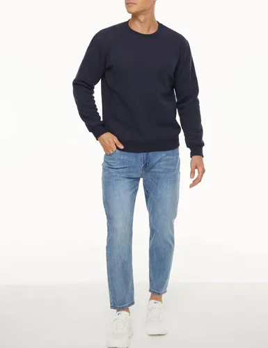 Vista 6 de MAGCOMSEN Sudaderas con forro de sherpa para hombre, sudadera básica de invierno con cuello redondo