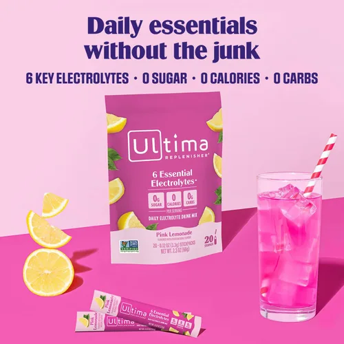 Vista 2 de Ultima Replenisher Pink Lemonade - Paquetes de electrolitos, 20 paquetes de barras