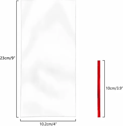 Vista 2 de XLSFPY Bolsas de celofán transparentes de 4 x 9 pulgadas, 100 bolsas de golosinas para dulces, arroz, crujientes, pasteles, con lazos, para fiestas