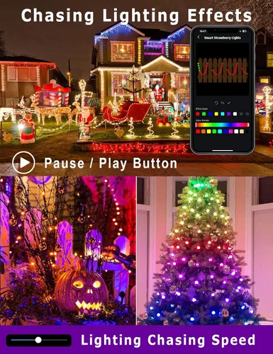 Vista 8 de HIITEN Luces de Navidad RGB C9 para exteriores de 118 pies, 150 LED, efectos de persecución de bricolaje, luces LED inteligentes de Navidad