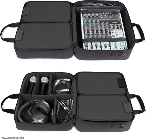 Vista 3 de USA Gear Bolsa de viaje para mezclador de DJ para Yamaha MG10XU, MG06X, Mackie Mix8 de 8 canales, Behringer Xenyx Q502USB, adaptadores, auriculares