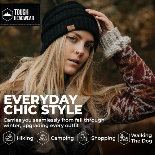 Vista 6 de Gorro de punto para mujer, cálido y suave, elástico, para clima frío de Tough Headwear