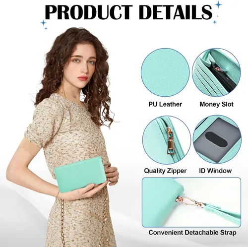 Vista 96 de Chelmon - Monedero para mujer de cuero genuino con bloqueo de señal RFID, para tarjetas de crédito