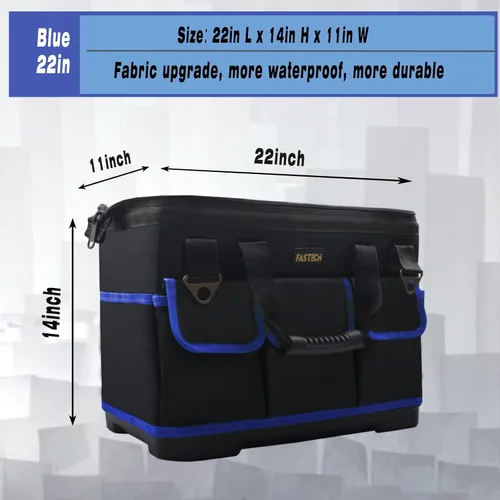 Vista 2 de FASTECH Bolsa de herramientas de 22 pulgadas, kit de herramientas de boca ancha impermeable, organizador de bolsa de herramientas resistente