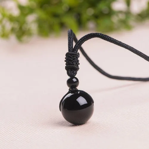 Vista 9 de iSTONE Collar unisex con dije de cuentas redondas auténticas, cadena de cuerda negra de 24 pulgadas para hombres y mujeres