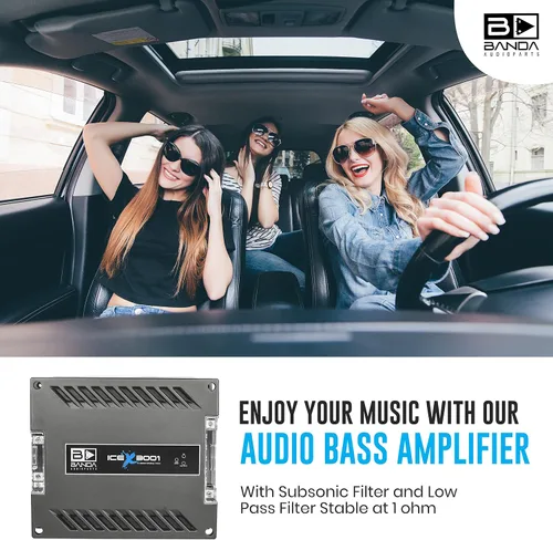 Vista 5 de Banda Ice X 3001-1 Canal 3000 Watts RMS 1 Ohm Amplificador para Coche