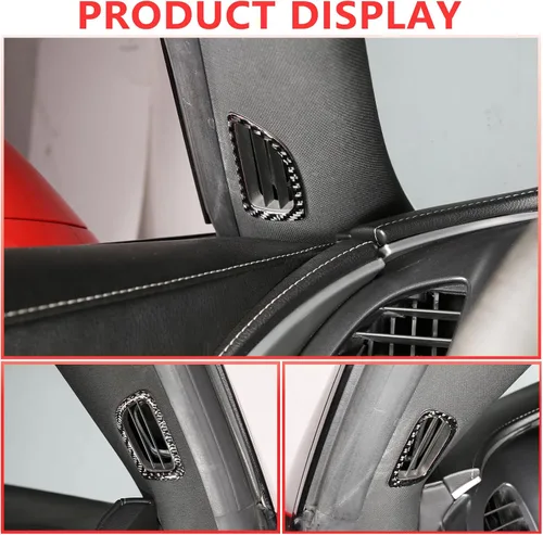 Vista 3 de Sekhyna Marco de salida de aire para puerta interior de un pilar compatible con Corvette C7 Stingray 2014-2019 fibra de carbono suave, 2 piezas