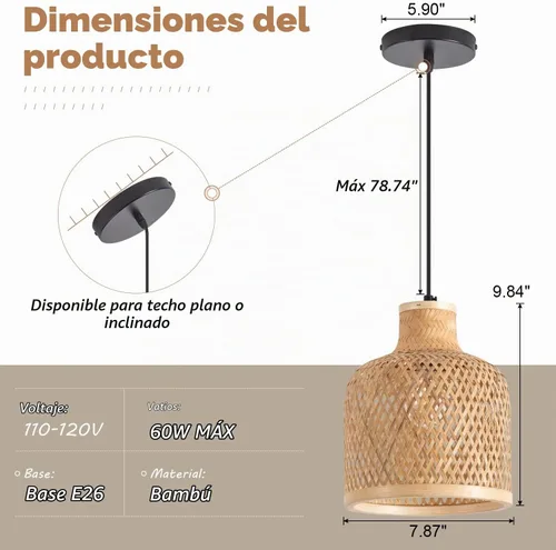 Vista 4 de Moderna lámpara colgante tejida de bambú, paquete de 2 cúpula de 7.8 pulgadas, cúpula costera de mimbre de bambú, accesorio de iluminación colgante