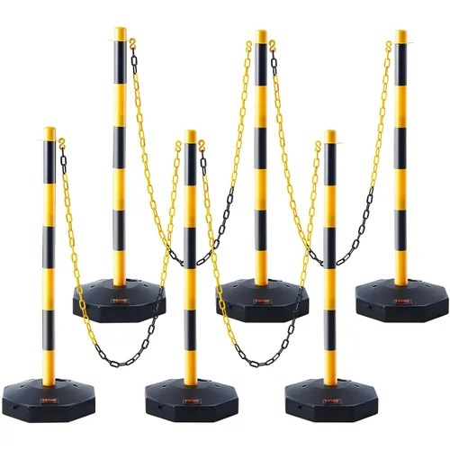 Vista 11 de VEVOR Conos de poste delineador de tráfico ajustable, paquete de 4, barrera delineadora de seguridad de tráfico con base rellenable de 8 pies