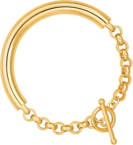 Vista 11 de PEARLADA Pulsera de cadena de oro de 18 quilates con capas, dije de moneda y cierre de palanca, joyería moderna con circonia cúbica 1. Cruz de hilo