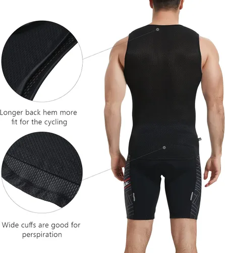 Vista 3 de Santic Ciclismo capa base para hombre Ciclismo Tank Top sin mangas Ciclismo Jersey Undershirt Chaleco de secado rápido estrella