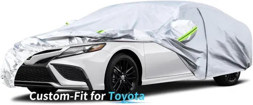 Vista 8 de Ajuste personalizado para funda de automóvil Toyota, 7 capas de cubierta impermeable para todo tipo de clima, para exteriores, cubierta completa