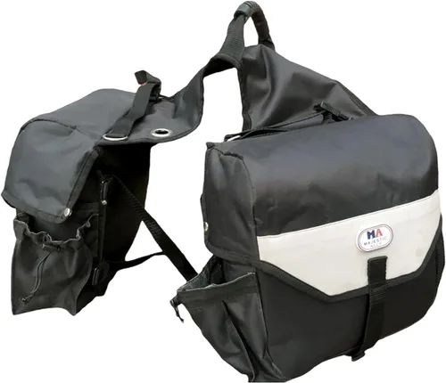 Vista 9 de Bolsa de sillín Majestic Ally para caballos - Bolsa de sillín acolchada, reflectante, impermeable y aislada de nylon con bolsillos y portabotellas