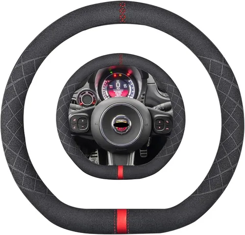 Vista 49 de Funda de volante de gamuza de 14 pulgadas, compatible con Tesla Model 3 Model Y, funda de volante deportiva de cuero gamuza antideslizante