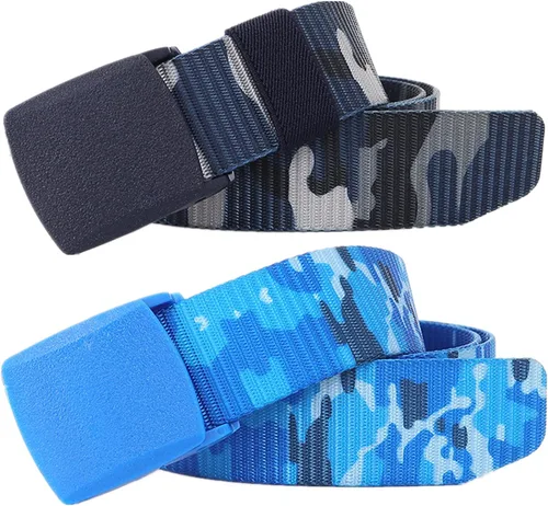 Vista 17 de Cinturones para hombre, cinturón táctico militar de nailon camuflaje con hebilla de plástico ajustable, paquete de 2