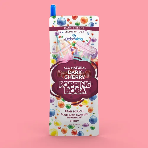 Vista 2 de BobaVida Dark Cherry Boba Pearls – Boba Popping para bebidas, postres y aderezos para alimentos – Perlas de frutas sin OMG – 3 onzas cada una, 10