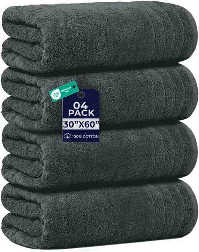 Vista 10 de DAN RIVER Paquete de 2 sábanas de baño de 35x70 pulgadas, sábanas de baño jumbo acanaladas para adultos, toallas grandes gruesas y absorbentes