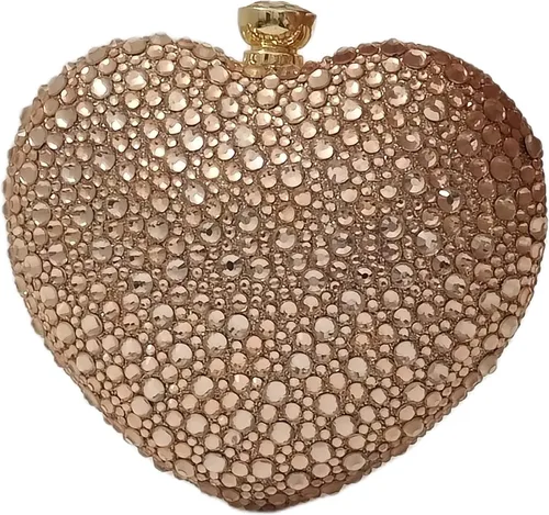 Vista 13 de Bonito Bolso de Mano en Forma de Corazón con Diamantes de Imitación para Boda, Mini Bolso de Amor con Diamantes de Imitación para Fiesta, Bolso