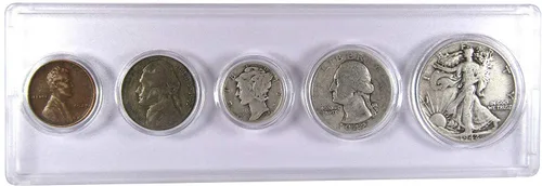 Vista 13 de Juego de 5 monedas coleccionables de 1934 en buen o mejor estado para regalo