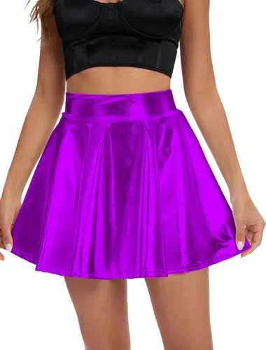 Vista 5 de Urban CoCo - minifalda skater, brillante y plisada para mujer
