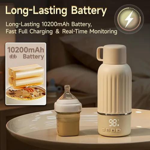 Vista 5 de Snow Bear - Calentador de biberones portátil para viajes, calentamiento rápido en 2.5 minutos para leche materna y fórmula, batería de 10200mAh