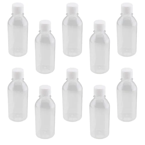 Vista 13 de Othmro 10 botellas de plástico de reactivo químico de laboratorio, 6.8 fl oz/6.8 onzas líquidas/6.8 onzas líquidas de boca pequeña/sólida redonda