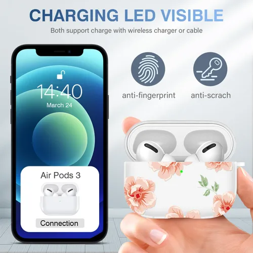 Vista 4 de Funda compatible con Airpod Pro con llavero, kit de cordón, funda para Airpod Pro, funda para Apple Airpods Pro, funda para Airpods Pro