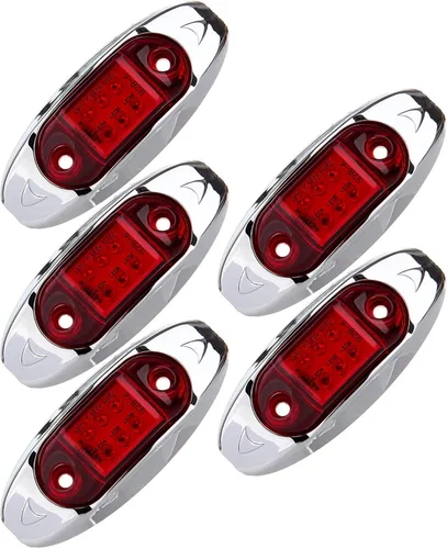Vista 9 de 1x Luz de Marcador LED Oval Ámbar para Remolque con Bisel Cromado, Luces Laterales de Marcador de 6 LED, Luces de Indicación de Despeje Superior