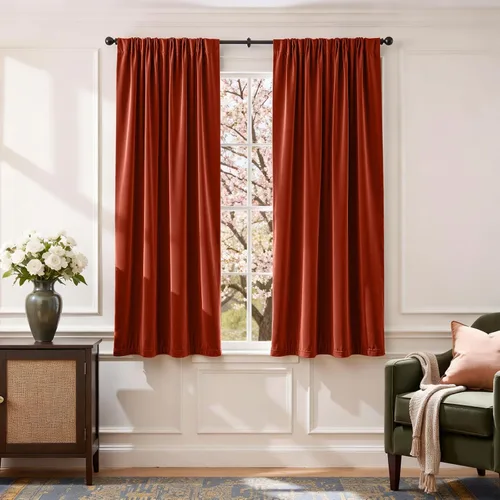 Vista 74 de Lazzzy - 2 paneles de cortinas opacas de terciopelo, con aislamiento térmico, muy suaves, lujosas, con bolsillo para cortinero, para dormitorio