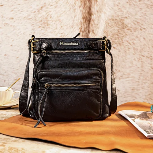 Vista 2 de Montana West Crossbody Bag for Women Multi Pocket Shoulder Medium Travel Purses Ultra Soft Washed Leather