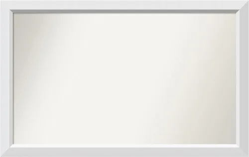 Vista 207 de Amanti Art Espejo de baño blanco para sobre el fregadero, 24 x 26 pulgadas, espejo rectangular blanco y blanco, marco de madera contemporáneo