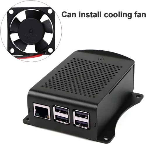 Vista 6 de MakerFocus Raspberry Pi - Funda con ventilador, carcasa de aleación de aluminio Raspberry Pi 3B+ con disipador de calor y destornillador para RPi 3B