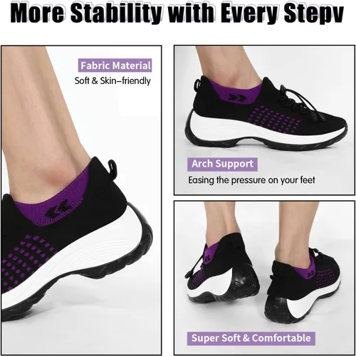 Vista 6 de STUNAHOME Zapatos deportivos ortopédicos transpirables para mujer, zapatos para caminar sin cordones, cómodos, informales, zapatos atléticos