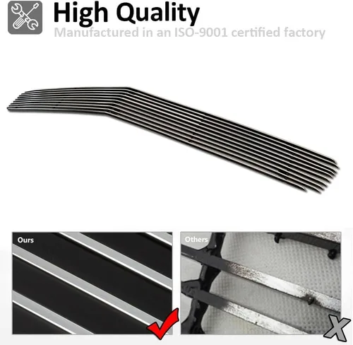 Vista 4 de Se adapta a Chevy Camaro SS V8 2010-2013 parachoques delantero de aluminio sólido cromado rejilla de inserción de perno sobre la rejilla