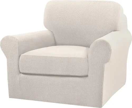 Vista 81 de Turquoize 2 fundas para sillas de sala de estar, funda de sofá con fundas de cojín individuales, funda de muebles para sillas (silla, beige biscotti)